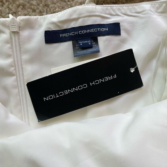 French Connection Whisper Light Square Neck Dress White Size 0 - Picture 6 of 14